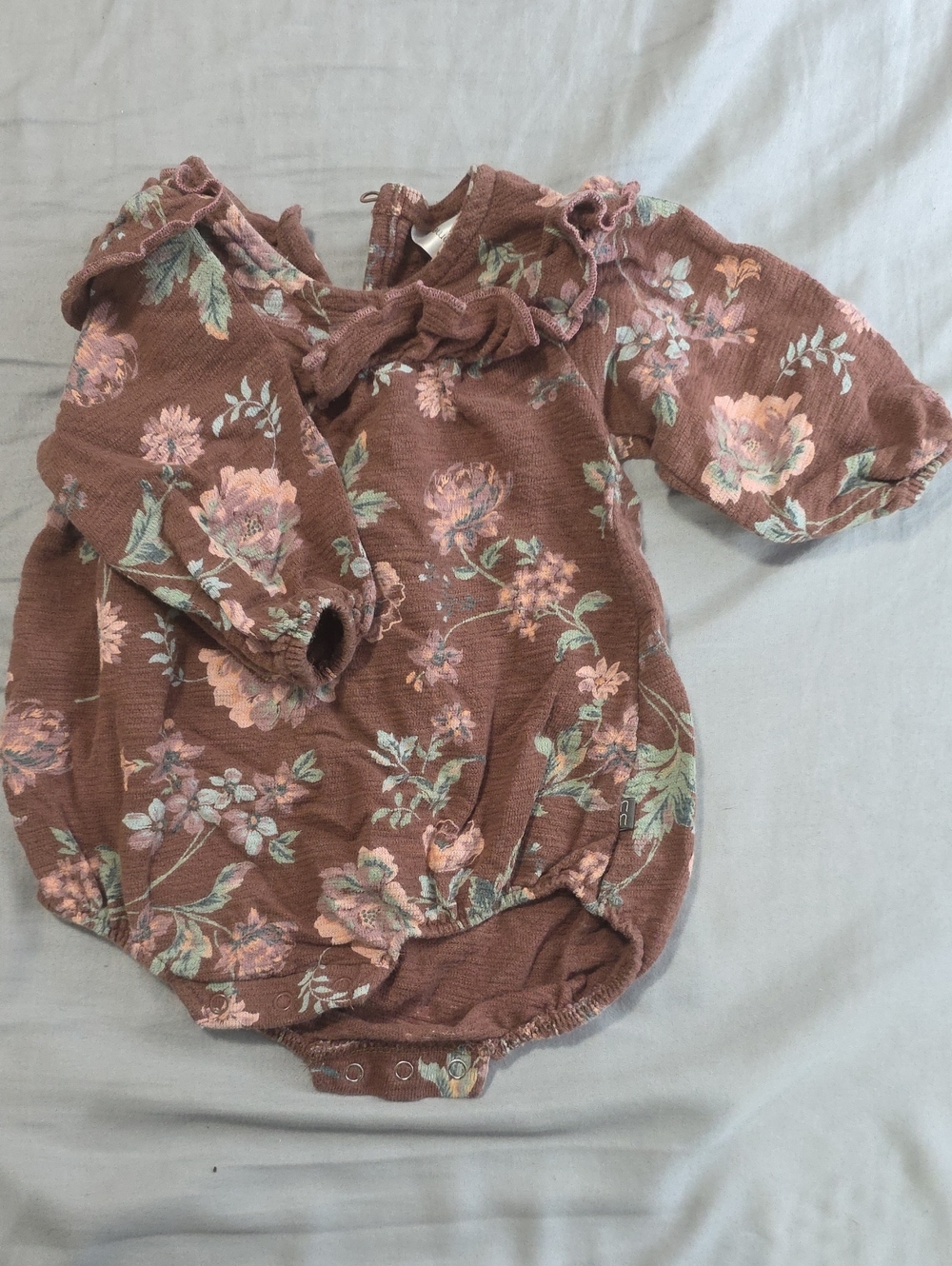Girls Rust Floral One-Piece Romper
